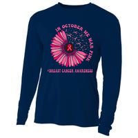 In October We Wear Pink Sunflower Breast Cancer Awareness Cooling Performance Long Sleeve Crew