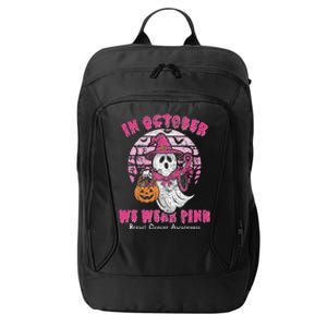 In October We Wear Pin.K Ghost Witch Breast Cancer Awareness City Backpack