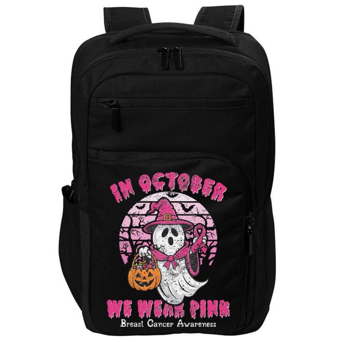 In October We Wear Pin.K Ghost Witch Breast Cancer Awareness Impact Tech Backpack