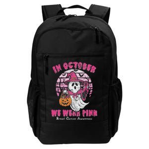 In October We Wear Pin.K Ghost Witch Breast Cancer Awareness Daily Commute Backpack