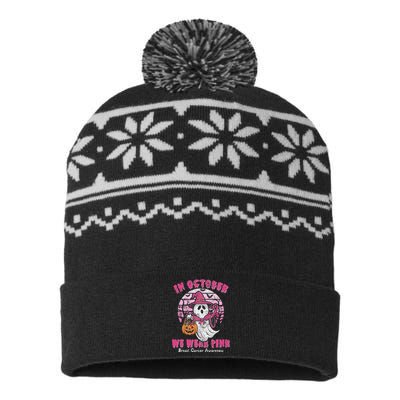 In October We Wear Pin.K Ghost Witch Breast Cancer Awareness USA-Made Snowflake Beanie