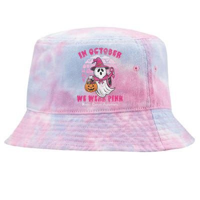 In October We Wear Pin.K Ghost Witch Breast Cancer Awareness Tie-Dyed Bucket Hat