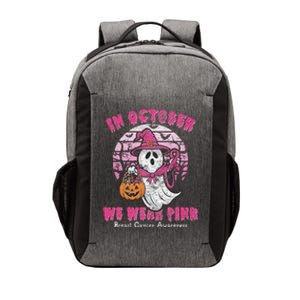 In October We Wear Pin.K Ghost Witch Breast Cancer Awareness Vector Backpack