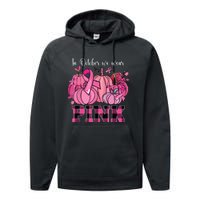 In October We Wear Pink Ribbon Pumpkin Breast Cancer Warrior Performance Fleece Hoodie