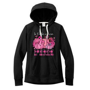 In October We Wear Pink Ribbon Pumpkin Breast Cancer Warrior Women's Fleece Hoodie