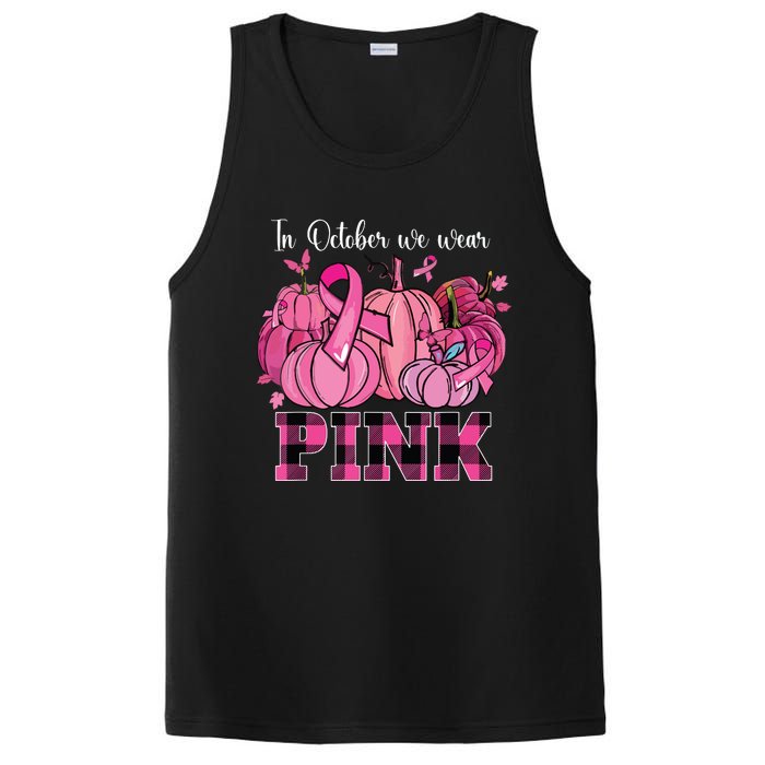 In October We Wear Pink Ribbon Pumpkin Breast Cancer Warrior PosiCharge Competitor Tank