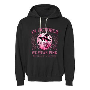 In October We Wear Ghost Witch Breast Cancer Halloween Garment-Dyed Fleece Hoodie