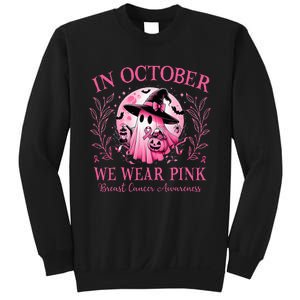 In October We Wear Ghost Witch Breast Cancer Halloween Sweatshirt