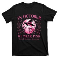 In October We Wear Ghost Witch Breast Cancer Halloween T-Shirt