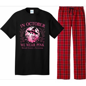 In October We Wear Ghost Witch Breast Cancer Halloween Pajama Set