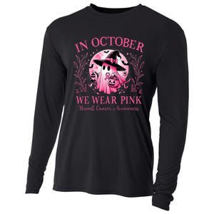 In October We Wear Ghost Witch Breast Cancer Halloween Cooling Performance Long Sleeve Crew