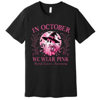 In October We Wear Ghost Witch Breast Cancer Halloween Premium T-Shirt