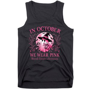 In October We Wear Ghost Witch Breast Cancer Halloween Tank Top