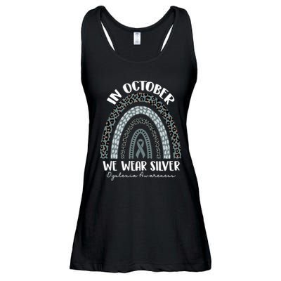 In October We Wear Silver Leopard Rainbow Dyslexia Awareness Ladies Essential Flowy Tank