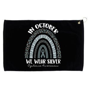 In October We Wear Silver Leopard Rainbow Dyslexia Awareness Grommeted Golf Towel