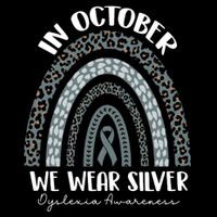In October We Wear Silver Leopard Rainbow Dyslexia Awareness Zip Tote Bag