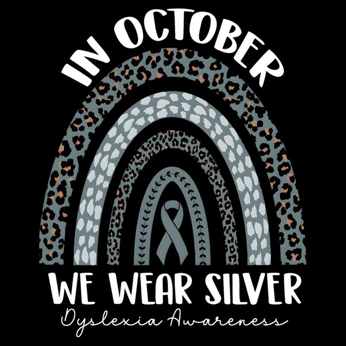 In October We Wear Silver Leopard Rainbow Dyslexia Awareness Zip Tote Bag