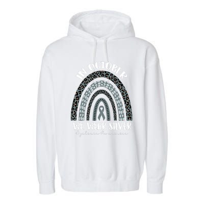 In October We Wear Silver Leopard Rainbow Dyslexia Awareness Garment-Dyed Fleece Hoodie