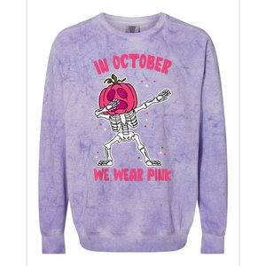 In October We Wear Pink Breast Cancer Pumpkin Halloween Colorblast Crewneck Sweatshirt