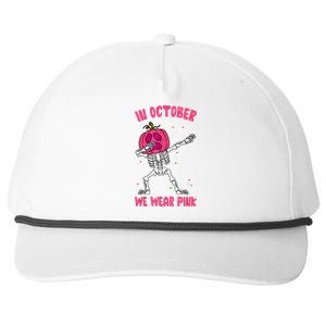 In October We Wear Pink Breast Cancer Pumpkin Halloween Snapback Five-Panel Rope Hat