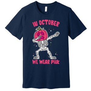 In October We Wear Pink Breast Cancer Pumpkin Halloween Premium T-Shirt