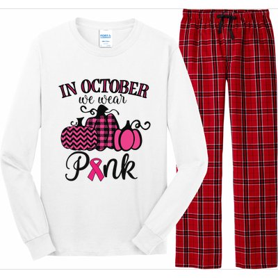 In October We Wear Pink Thanksgiving Breast Cancer Awareness Long Sleeve Pajama Set