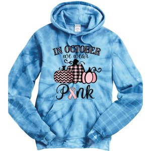 In October We Wear Pink Thanksgiving Breast Cancer Awareness Tie Dye Hoodie