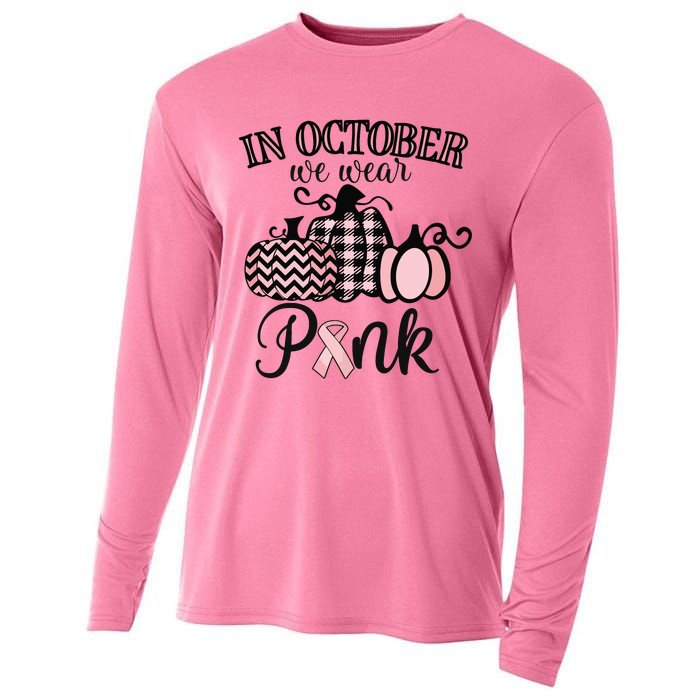 In October We Wear Pink Thanksgiving Breast Cancer Awareness Cooling Performance Long Sleeve Crew