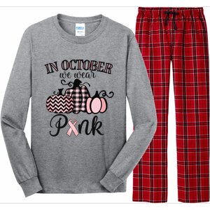 In October We Wear Pink Thanksgiving Breast Cancer Awareness Long Sleeve Pajama Set