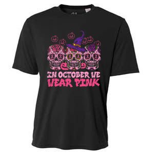 In October We Wear Pink Sugar Skull Halloween Breast Cancer Cooling Performance Crew T-Shirt