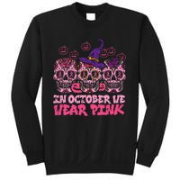 In October We Wear Pink Sugar Skull Halloween Breast Cancer Sweatshirt