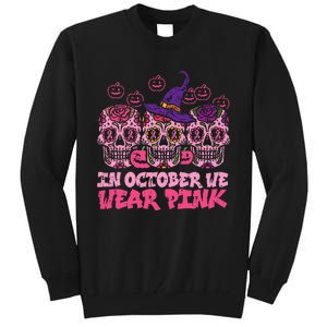 In October We Wear Pink Sugar Skull Halloween Breast Cancer Tall Sweatshirt