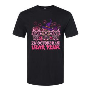 In October We Wear Pink Sugar Skull Halloween Breast Cancer Softstyle CVC T-Shirt