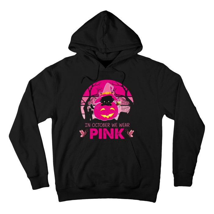 In October We Wear Pink Jack O Lantern Witch Cat Hoodie