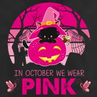 In October We Wear Pink Jack O Lantern Witch Cat 11oz C Handle Ceramic Mug