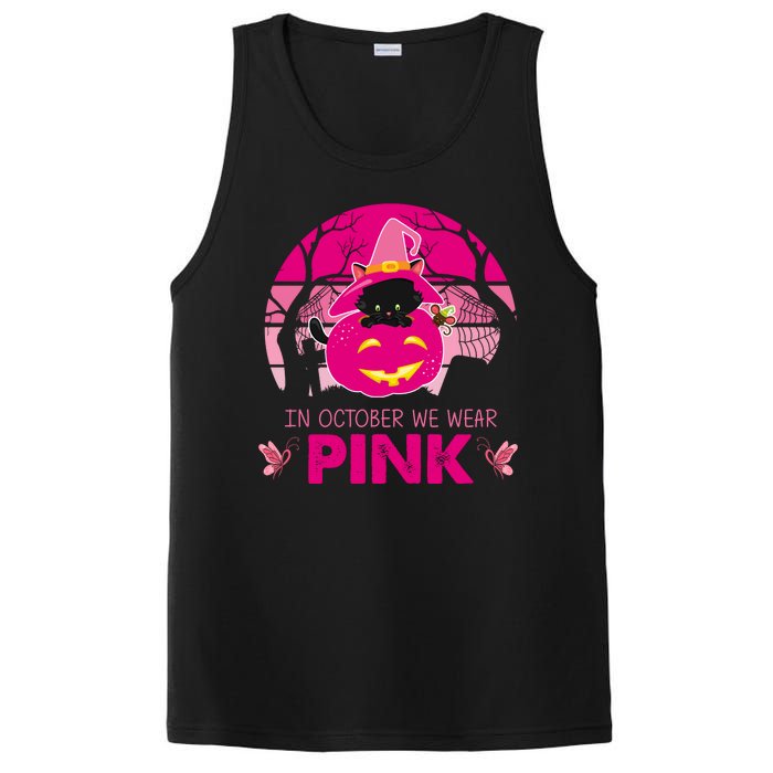 In October We Wear Pink Jack O Lantern Witch Cat PosiCharge Competitor Tank