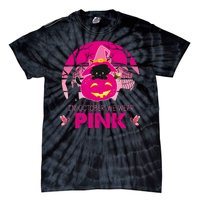 In October We Wear Pink Jack O Lantern Witch Cat Tie-Dye T-Shirt