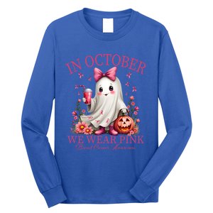 In October We Wear Ghost Breast Cancer Awareness Funny Gift Long Sleeve Shirt