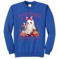 In October We Wear Ghost Breast Cancer Awareness Funny Gift Sweatshirt