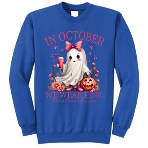 In October We Wear Ghost Breast Cancer Awareness Funny Gift Tall Sweatshirt