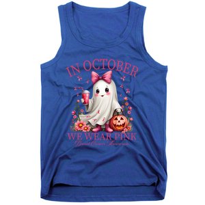 In October We Wear Ghost Breast Cancer Awareness Funny Gift Tank Top