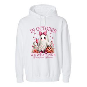 In October We Wear Ghost Breast Cancer Awareness Funny Gift Garment-Dyed Fleece Hoodie