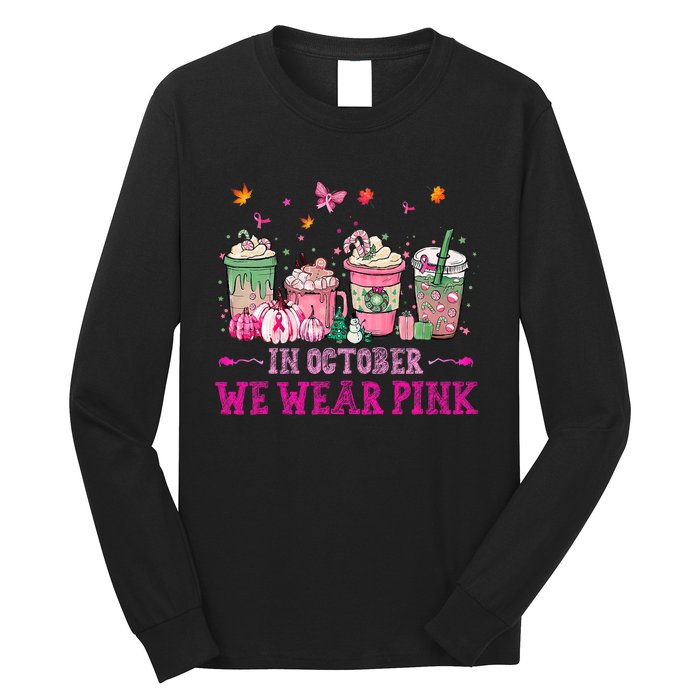 In October We Wear Pink Gnomes Breast Cancer Halloween Long Sleeve Shirt