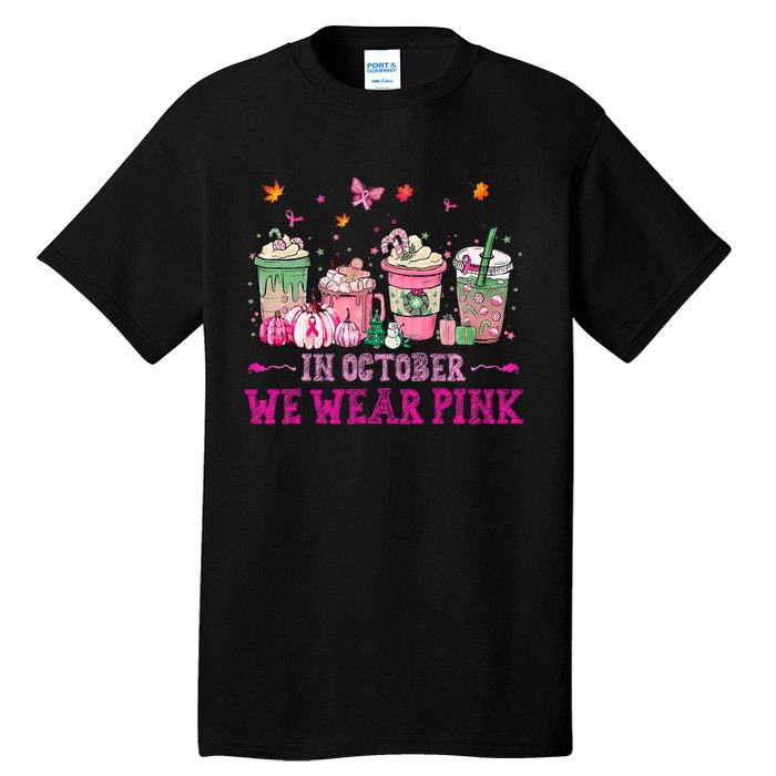 In October We Wear Pink Gnomes Breast Cancer Halloween Tall T-Shirt