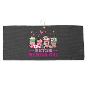 In October We Wear Pink Gnomes Breast Cancer Halloween Large Microfiber Waffle Golf Towel