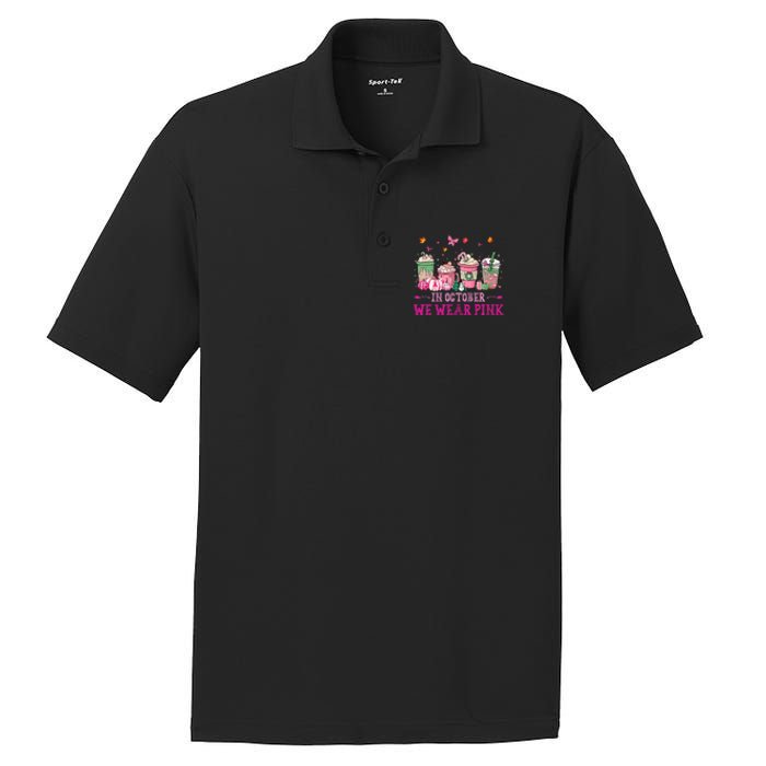 In October We Wear Pink Gnomes Breast Cancer Halloween PosiCharge RacerMesh Polo