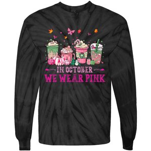 In October We Wear Pink Gnomes Breast Cancer Halloween Tie-Dye Long Sleeve Shirt