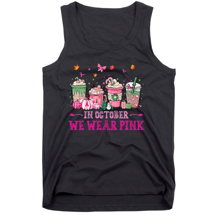 In October We Wear Pink Gnomes Breast Cancer Halloween Tank Top