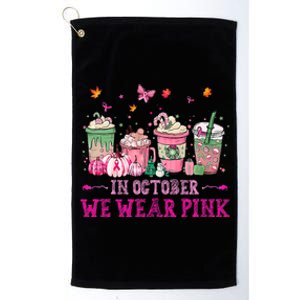 In October We Wear Pink Gnomes Breast Cancer Halloween Platinum Collection Golf Towel