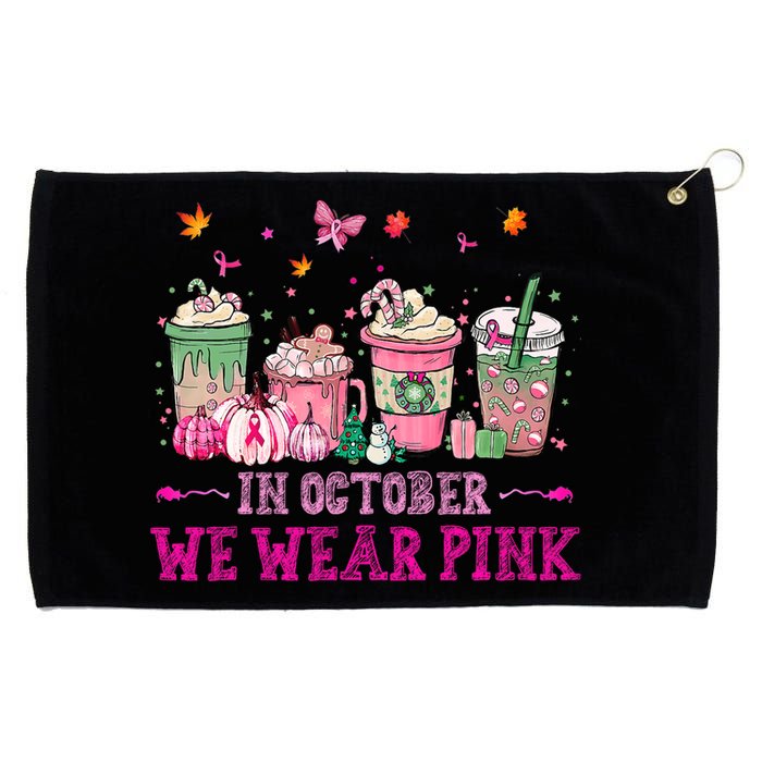 In October We Wear Pink Gnomes Breast Cancer Halloween Grommeted Golf Towel